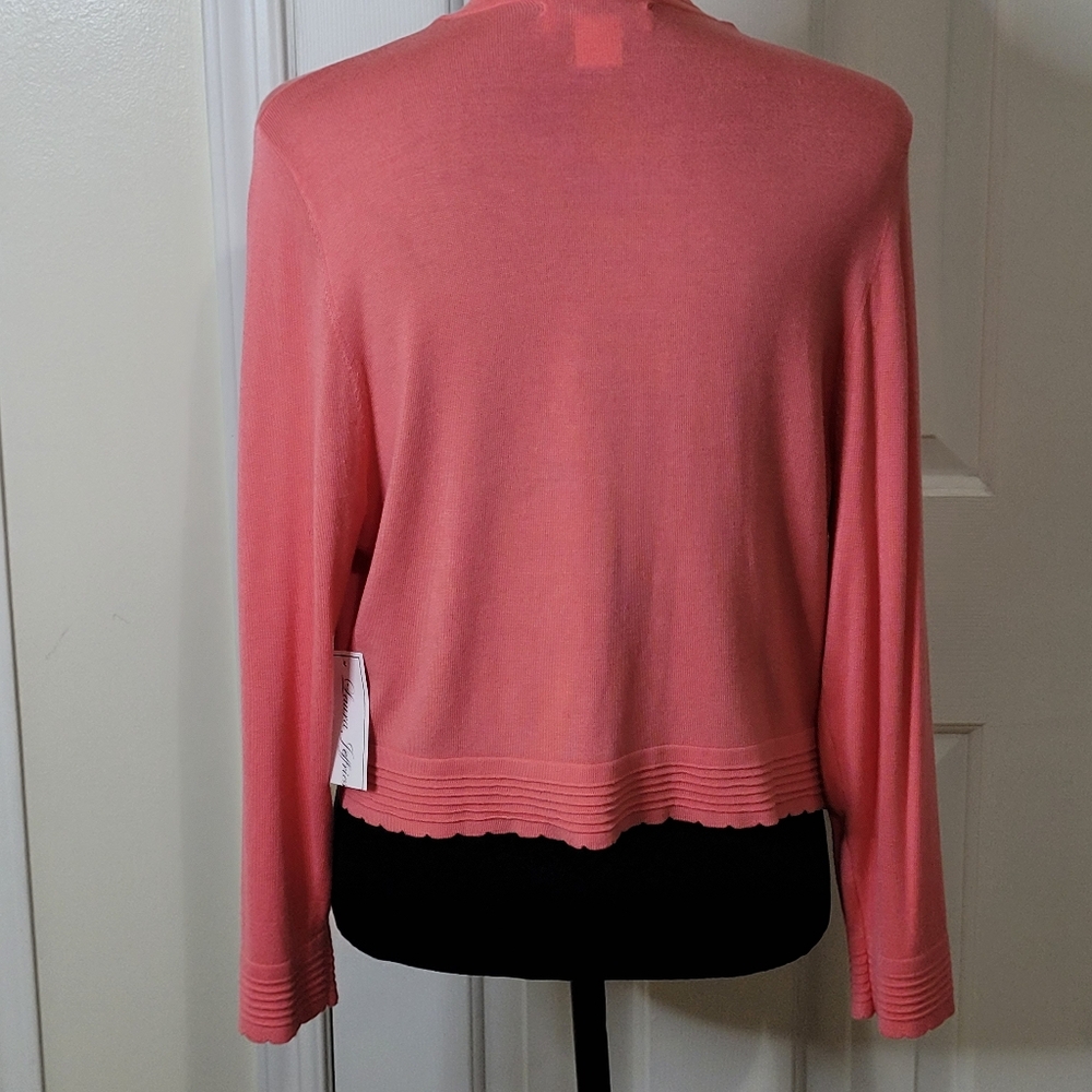 Laura Jeffries Women's 3/4 Sleeves Lightweight Jacket Cardigan Coral Size XL - Picture 3 of 10
